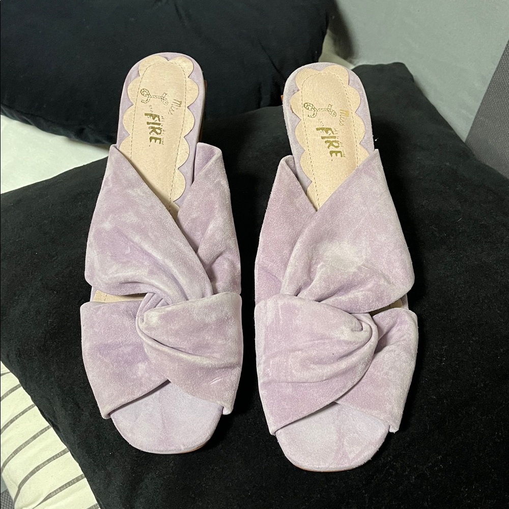 Purple Knotted Slide Sandals